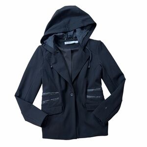 Blanc Noir Gayatri Black Hooded Blazer Jacket